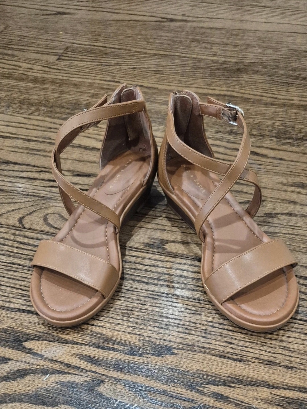 Kelly & Katie Tan Brown Strappy Wedge Sandals Size 7.5